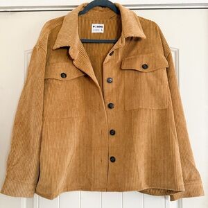 Trendy Corduroy Utility Jacket in Camel